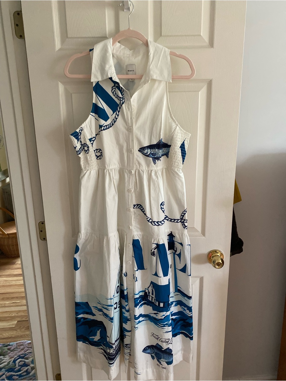 Maeve nautical theme maxi dress